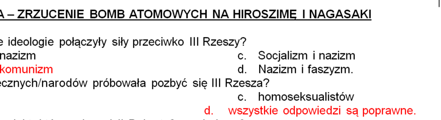 Zrzucenie bomb atomowych - karta pracy z filmem