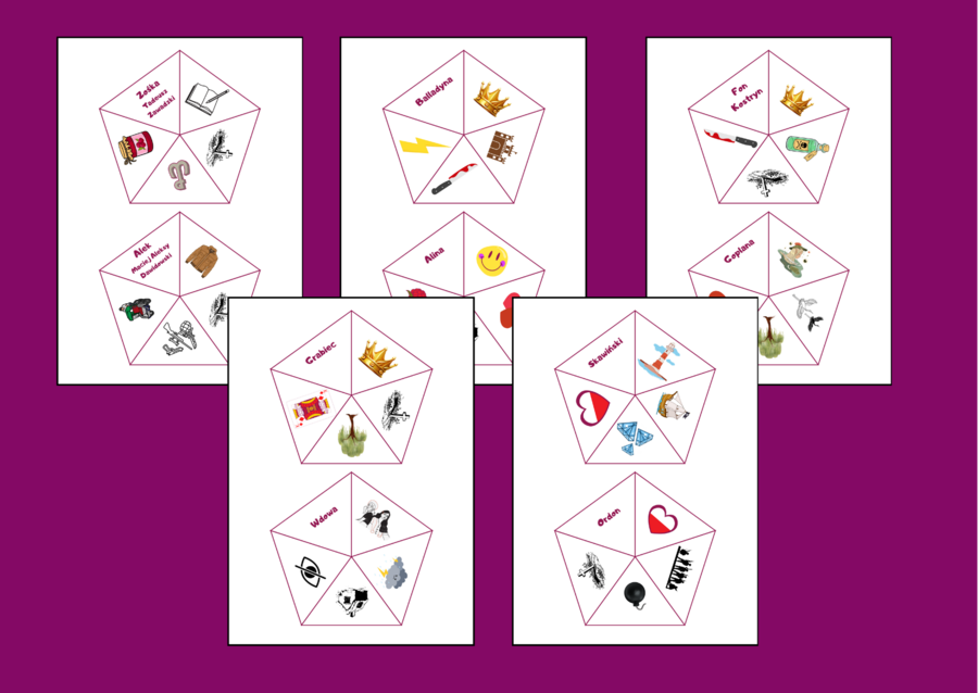 BOHATEROWIE – lektury z kl. 7-8 – ikonki – układanka – powtórka – egzamin – 13 stron