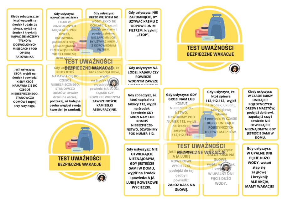 BEZPIECZNE WAKACJE -TEST UWAŻNOŚCI