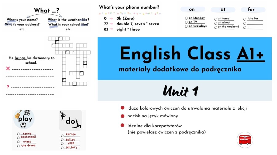English Class A1+, unit 1, materiały uzupełniające podręcznik, Present Simple, personal details, no-prep