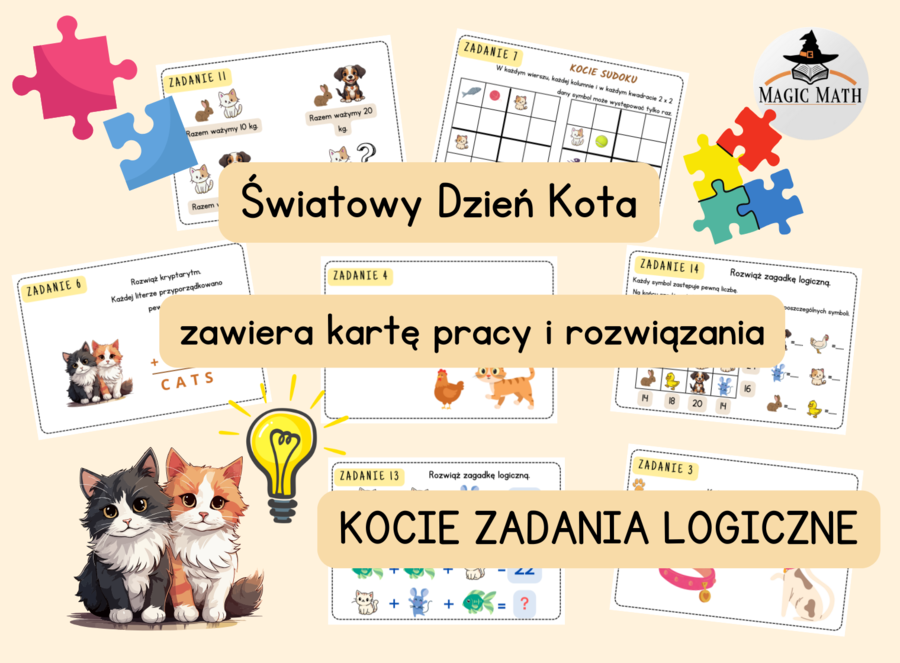 KOCIE ZADANIA i ZAGADKI LOGICZNE, Światowy Dzień Kota