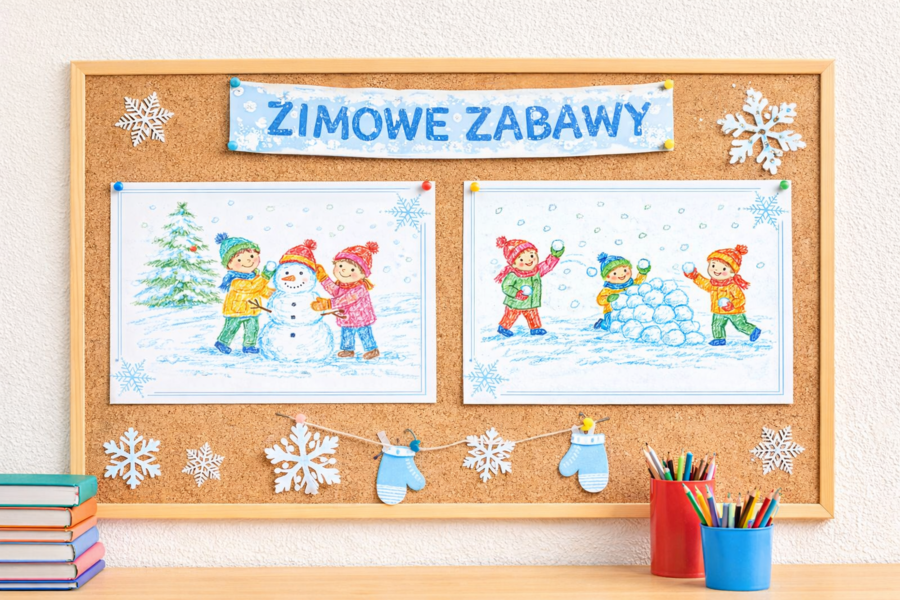 24 uniwersalne ramki A4 poziomo – kolor + czarno- białe, całoroczne ramki na prace plastyczne