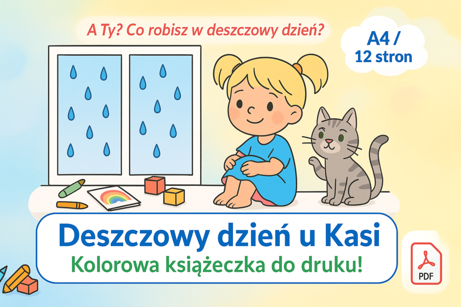Książeczka obrazkowa "Deszczowy dzień u Kasi"