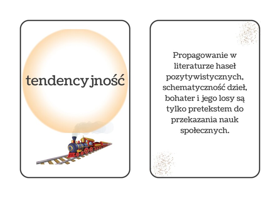 Fiszki, pozytywizm, 13 par, pdf do druku