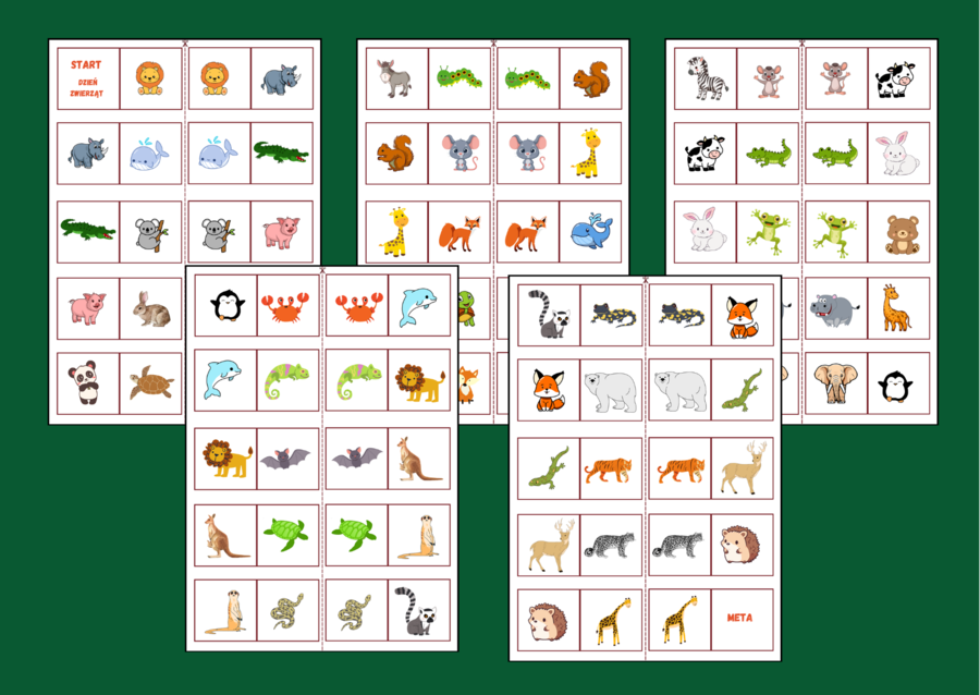 DZIEŃ ZWIERZĄT - domino obrazkowe - biblioteka