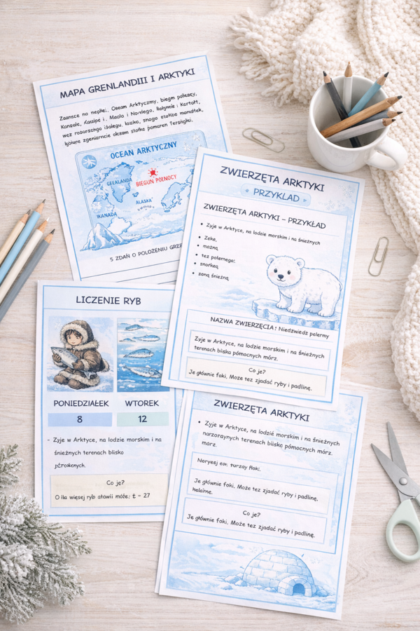 Anaruk i Arktyka – zestaw kart pracy dla klas 1–3