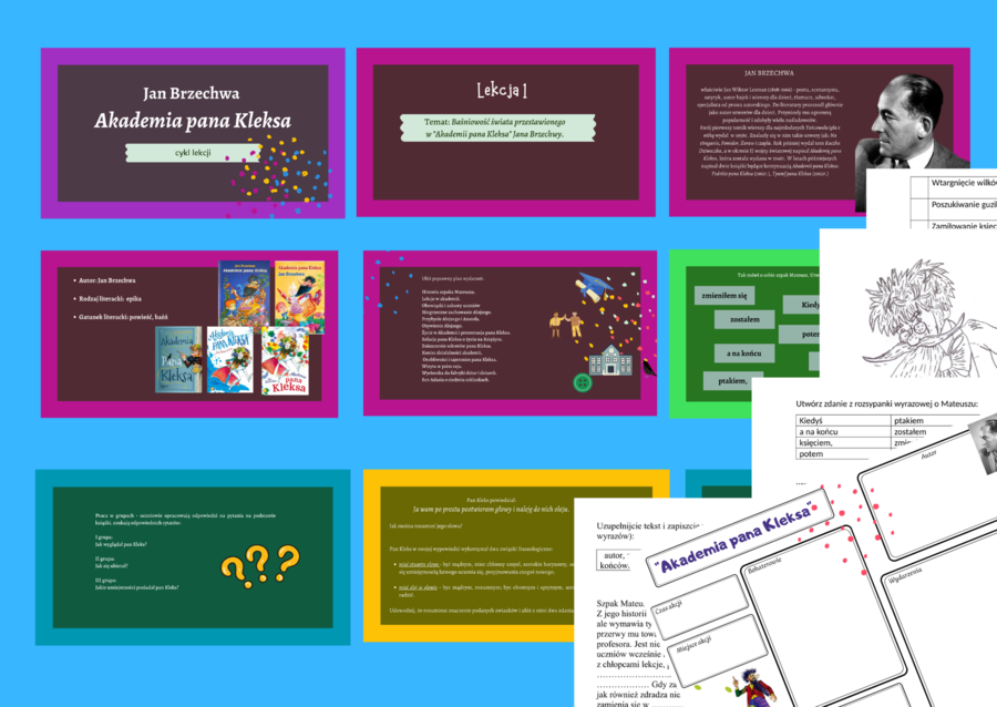 "AKADEMIA PANA KLEKSA" – cykl lekcji - prezentacja – 39 slajdów + 6 kart pracy