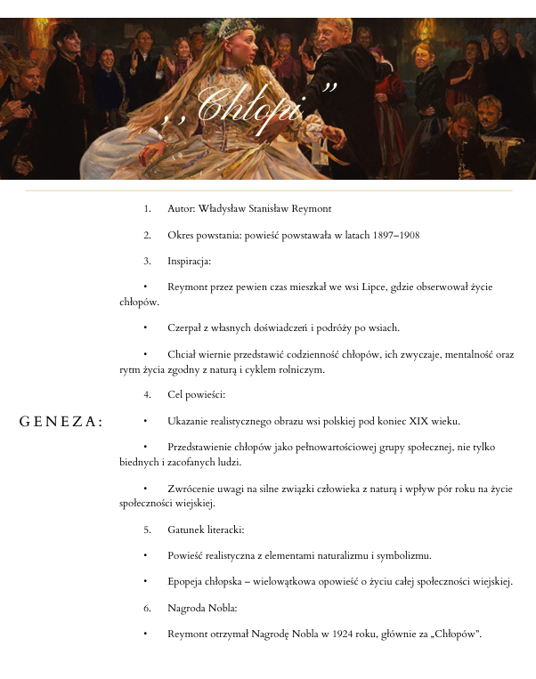 Opracowanie lektury ,,Chłopi"