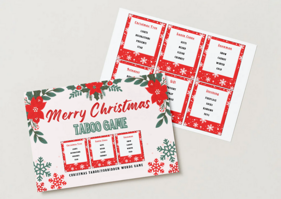 CHRISTMAS TABOO / FORBIDDEN WORDS ESL SPEAKING GAME – Świąteczna gra językowa po angielsku (120 kart, poziom A2-C1)