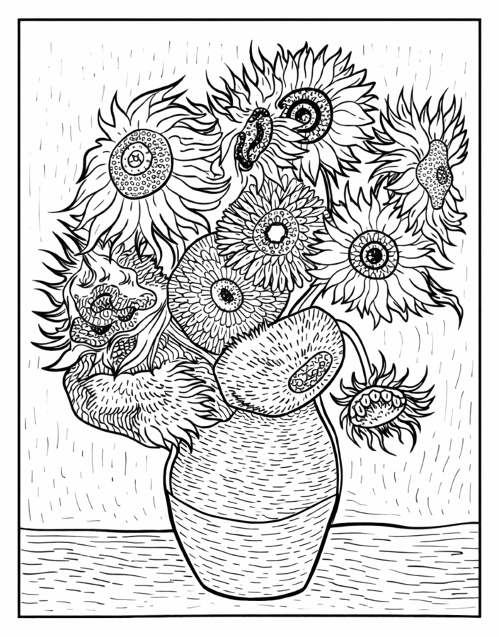 VINCENT VAN GOGH – 6 kolorowanek A4 + miniatury obrazów + tytuły ; karta pracy; plastyka; plakat; dekoracja