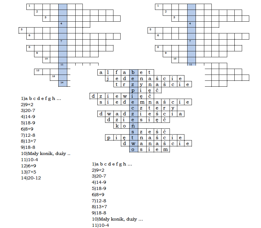 Matematyczny logogryf dla klasy 2 z hasłem Bezpieczeństwo