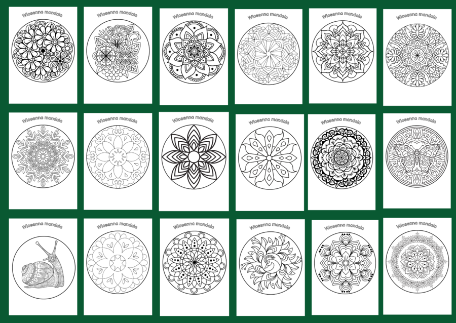 Wiosna – kolorowanka – MANDALA – biblioteka – świetlica – gazetka – mandale – kolorowanki - 52 szt.