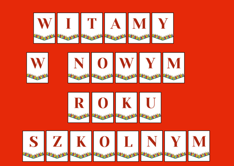 POWRÓT DO SZKOŁY – girlanda – napis – gazetka - szkoła - wersja 2