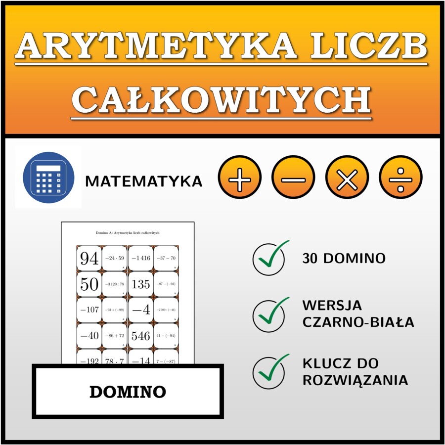 Domino - Arytmetyka liczb całkowitych | matematyka