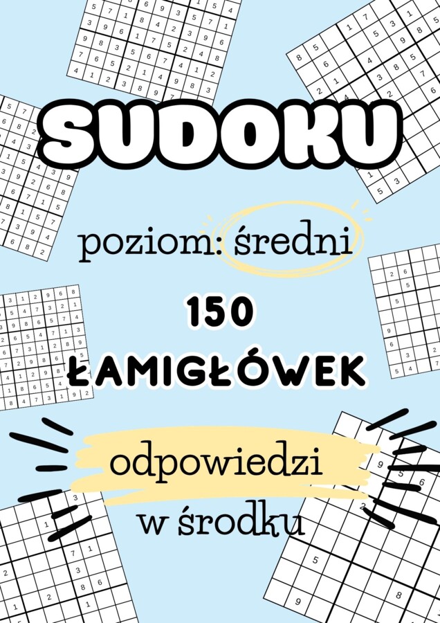 150 SUDOKU + odpowiedzi - poziom średni