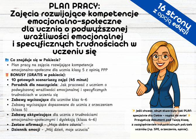Plan pracy na zajęcia rozwijające kompetencje emocjonalno–społeczne
