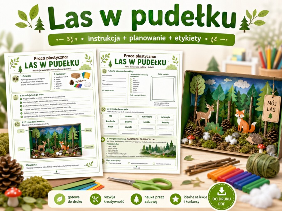 Praca plastyczna. Las w pudełku