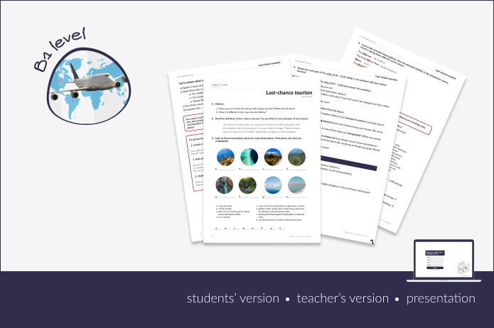 Last-chance tourism (travelling) – lesson plan