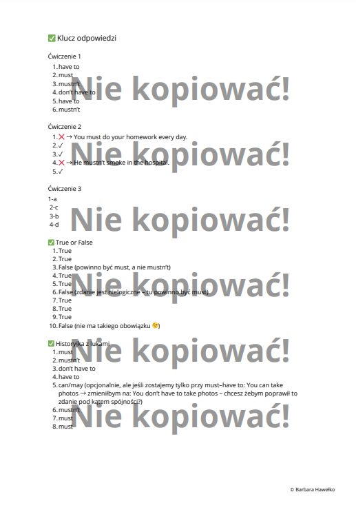 Karta pracy: Must czy Have to? B1