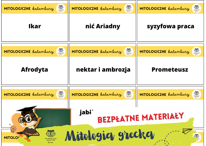 Mitologiczne kalambury. Mitologia. Bogowie greccy. Mity