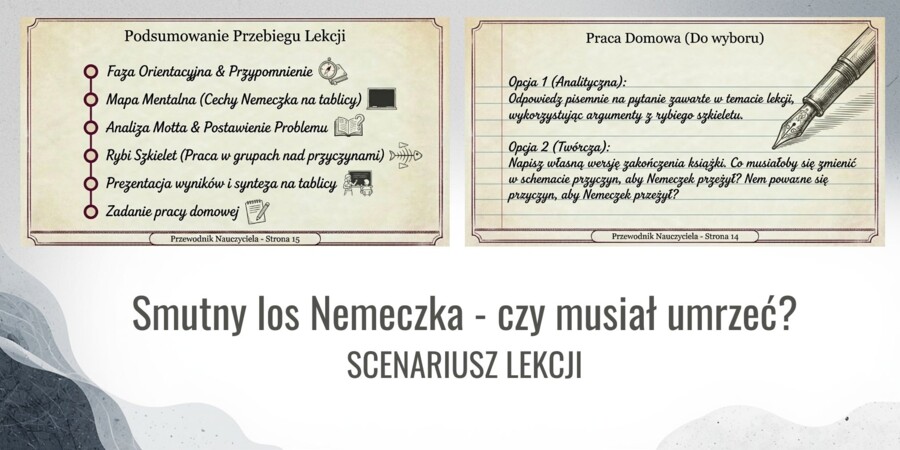 Zestaw do lektury "Chłopcy z Placu Broni" | Scenariusz + karty pracy | Smutny los Nemeczka – czy musiał umrzeć?