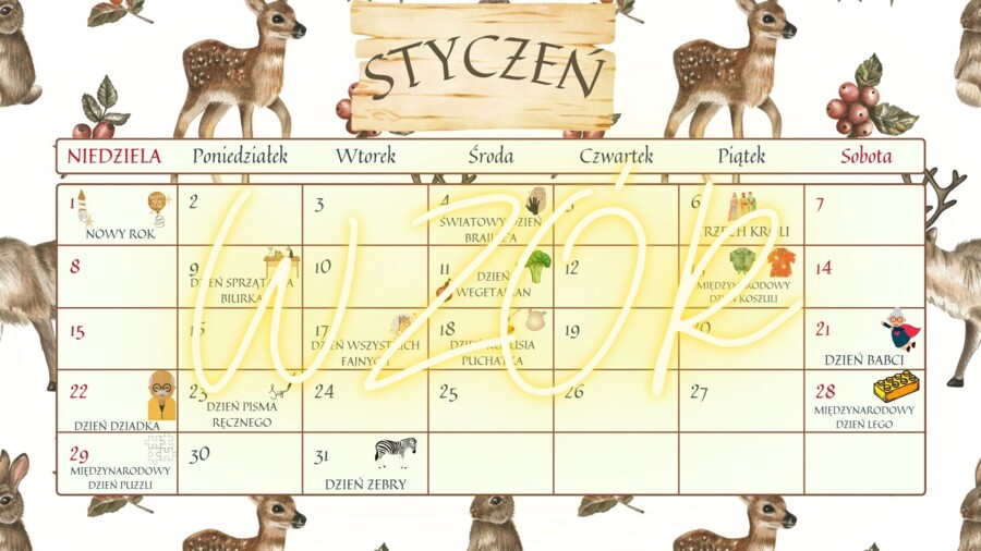 Kalendarz noworoczny, Nowy Rok, Samorząd Szkolny, Samorząd Uczniowski, dekoracje