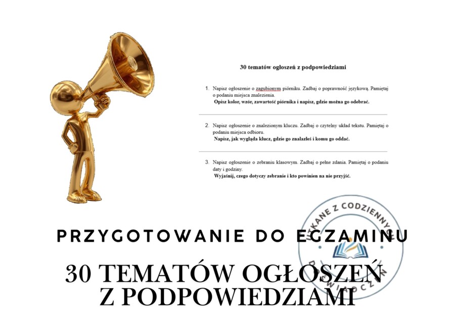 30 tematów ogłoszeń z podpowiedziami