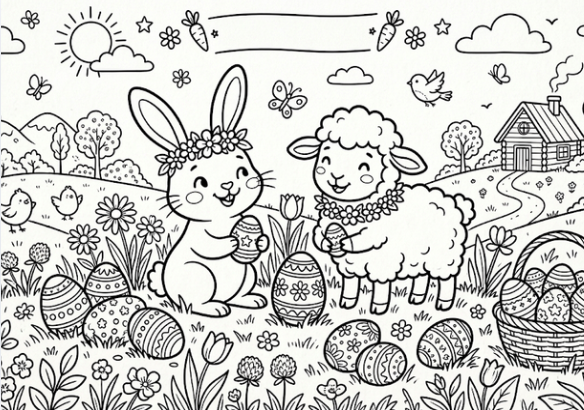 Interaktywna Gazetka Wielkanocna| Zawiera  kod QR do filmiku z zagadkami i ciekawostkami na temat Wielkanocy| Karta pracy+ kolorowanka+ odpowiedzi| Plakat 4 x A 4