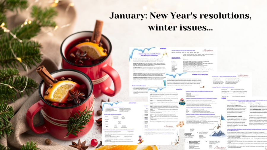 GOTOWA_LEKCJA_A2+/B1 January: New Year's resolutions, winter issues...