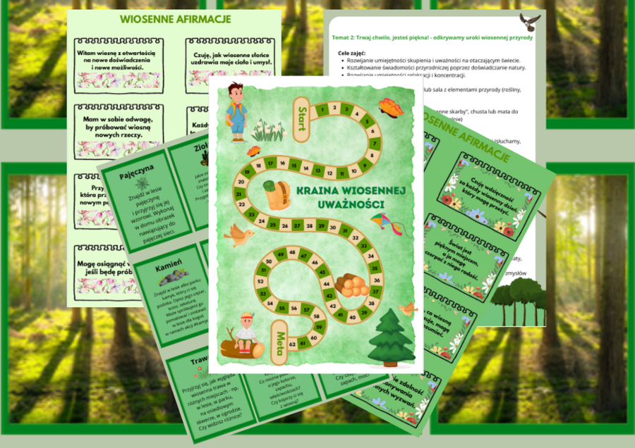 Scenariusze, karty lasoterapii, afirmacje - W Krainie Wiosennej Uważności