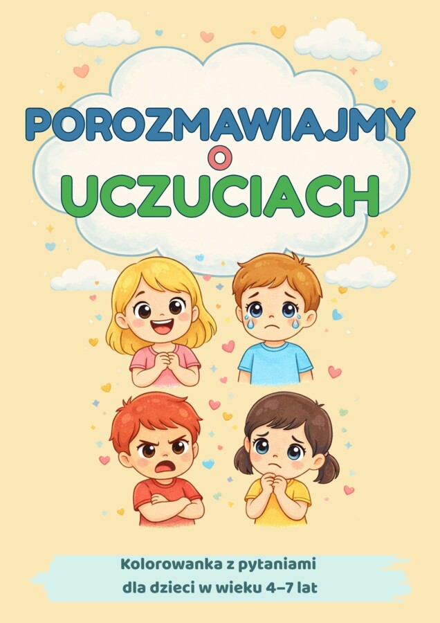 Kolorowanka z pytaniami na temat uczuć dla dzieci w wieku 4-7 lat