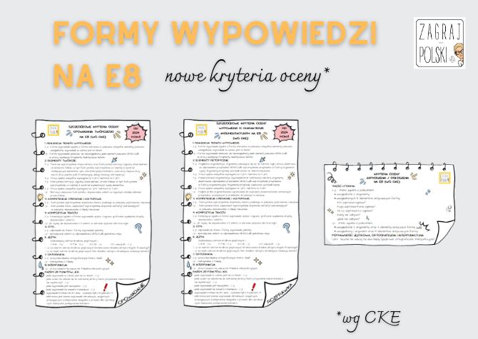 Wklejka – kryteria oceny form wypowiedzi na E8 od 2024 r. [opowiadanie, rozprawka, zaproszenie/ogłoszenie]