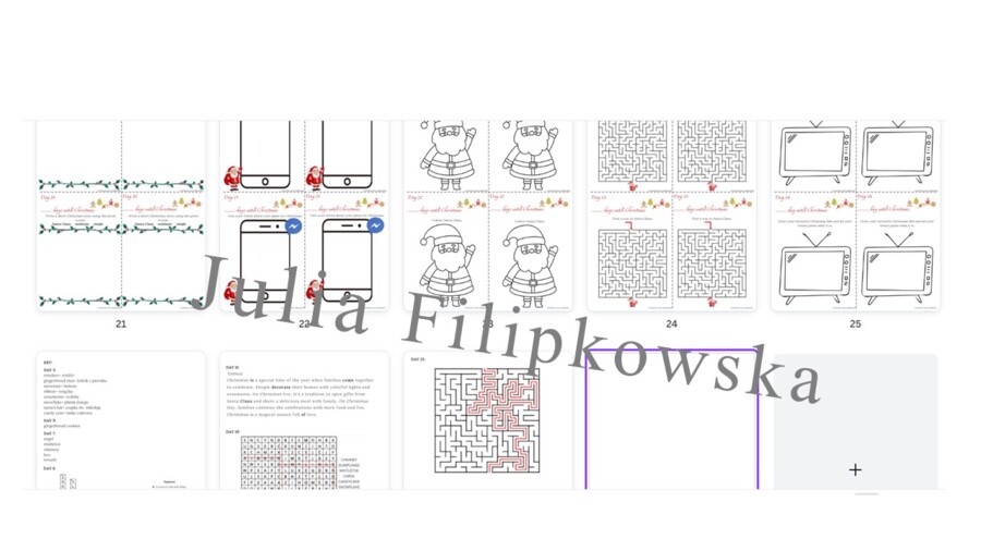 Kalendarz Adwentowy/ Advent Calendar/ English/ Christmas/ Boże Narodzenie/ Christmas vocabulary/ Słownictwo/ SP 4-6/ Klasy 4-6/ Karty pracy/ Zestaw/ Pakiet/ Czytanie/ Pisanie/ Reading/ Writing