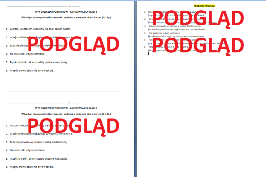 Typy / rodzaje podmiotu i orzeczenia/ orzeczenie i podmiot