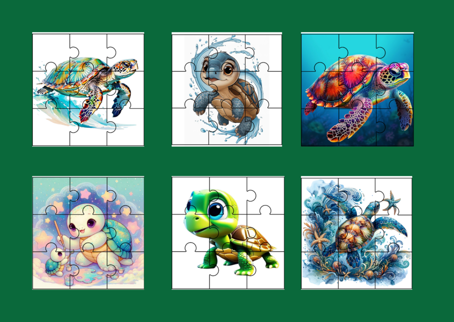 DZIEŃ ŻÓŁWIA – PUZZLE – 18 obrazków