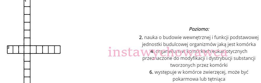 Elementy komórkowe-krzyżówka