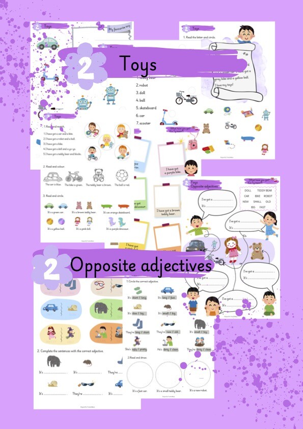 Toys and opposite adjectives.