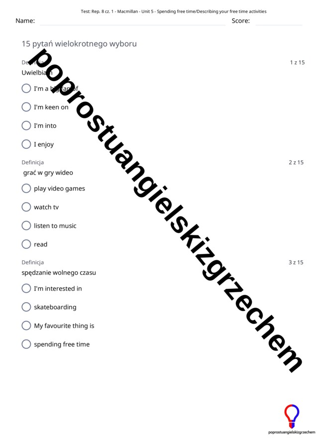 Repetytorium Ósmoklasisty cz. 1 (Macmillan) – Unit 5 – testy