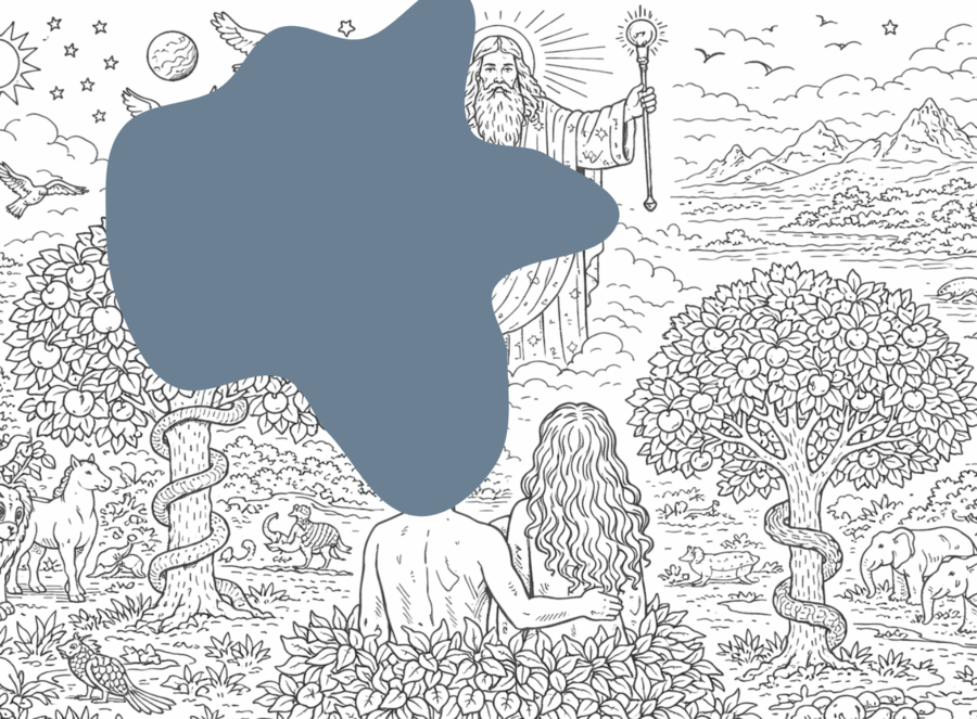Kolorowanka - biblijne stworzenie świata i człowieka