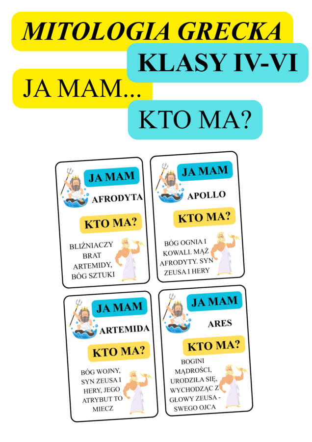 „Ja mam, kto ma?” – Mitologia grecka (klasy IV–VI)