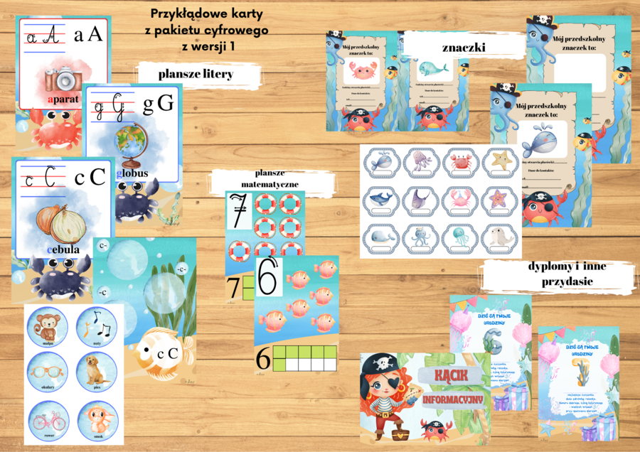 Morska paczka -plansze i pomoce oraz kalendarz z krabem