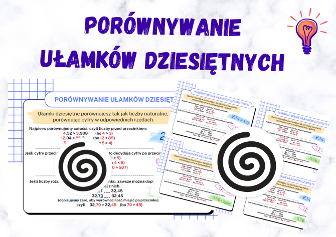 Porównywanie ułamków dziesiętnych - plakat + wklejki