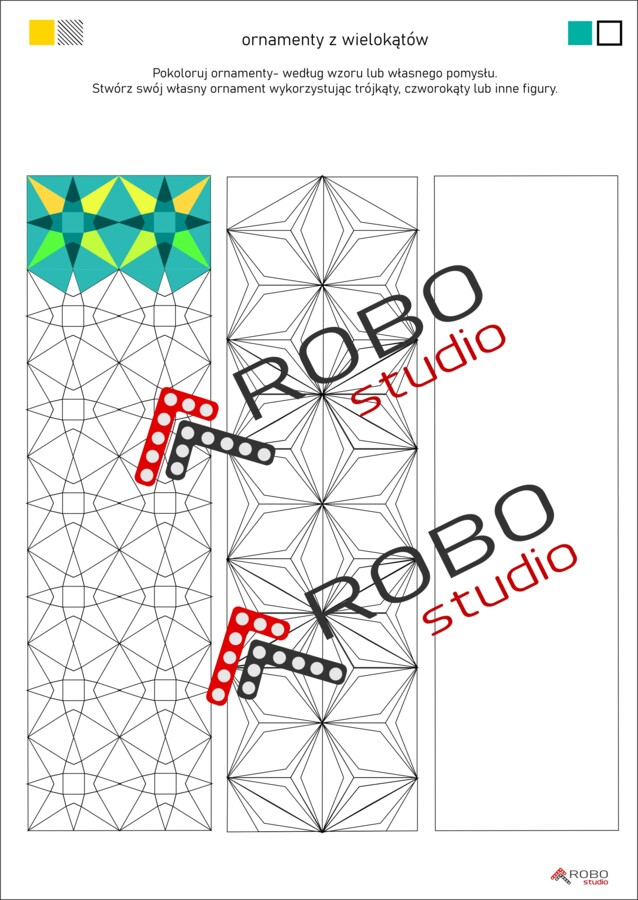 Kształty, figury geometryczne, mozaiki, wielokąty - geometria dla dzieci, dla przedszkola (wytnij i przyklej) , kwadrat, sześciokąt, trapez, trójkąt, romb, tangram
