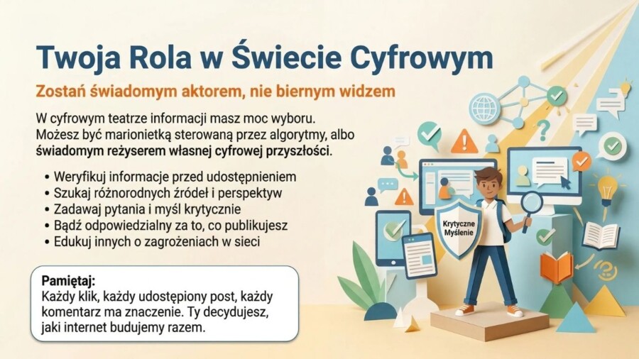 Manipulacja i dezinformacja w Internecie – przewodnik po cyfrowym teatrze informacji (gazetka szkolna / prezentacja)