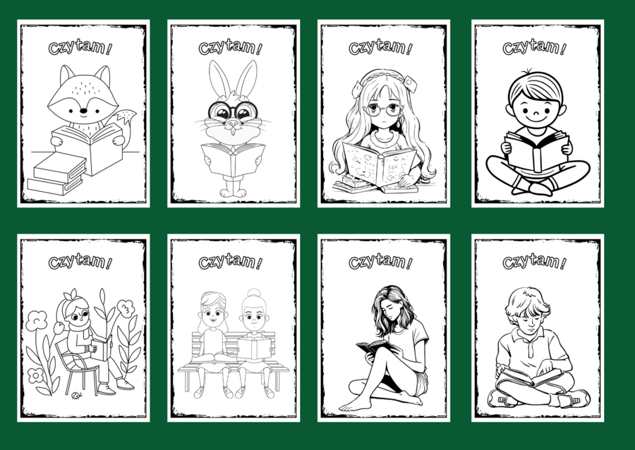 CZYTAM! - kolorowanka – kolorowanki – biblioteka – świetlica – przedszkole – 36 wersji