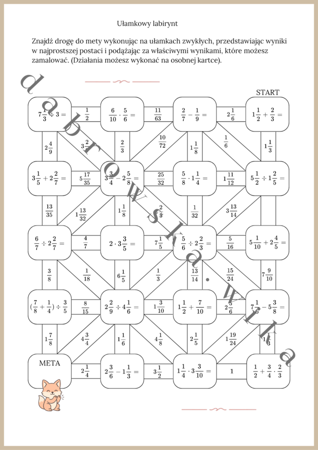 Ułamkowy labirynt – ułamki zwykłe