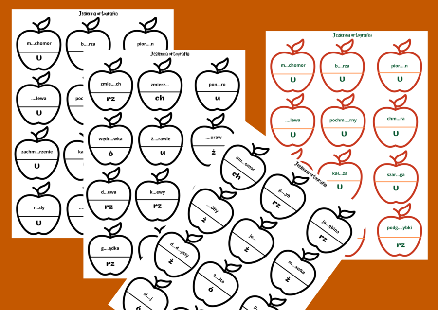JESIENNA ORTOGRAFIA - układanka - jesień - ćwiczenia ortograficzne