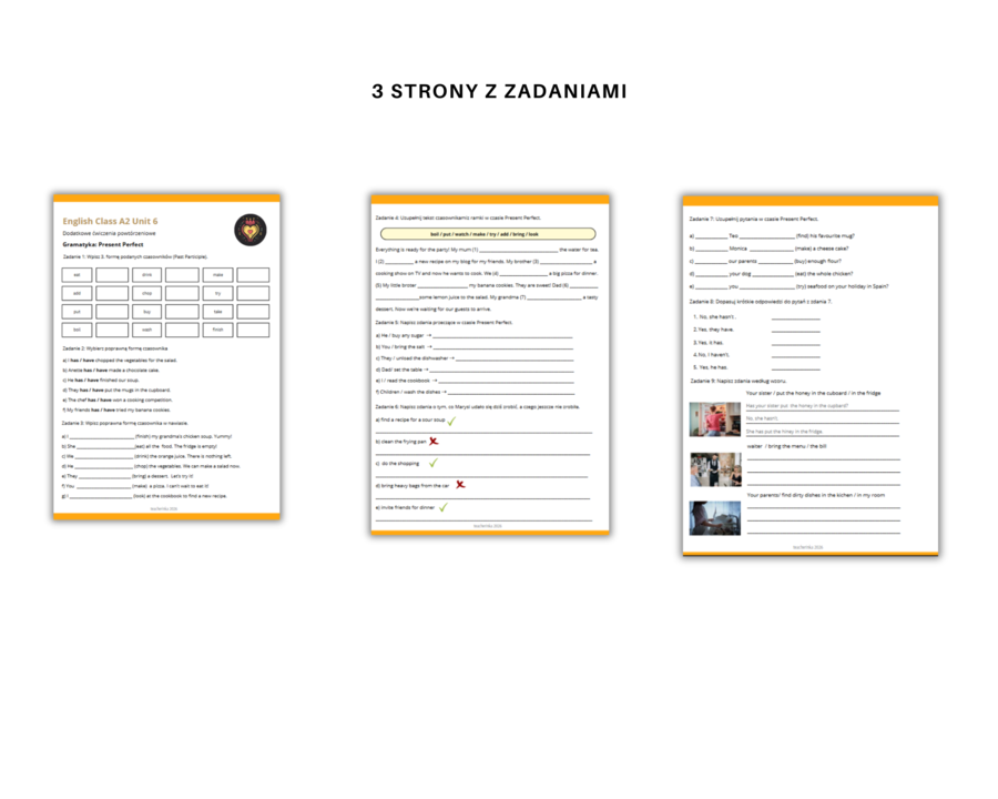 Gramatyka dla klasy 6: Czas Present Perfect Zdania twierdzące przeczenia pytania  i krótkie odpowiedzi  Na podstawie English Class A2 Unit 6
