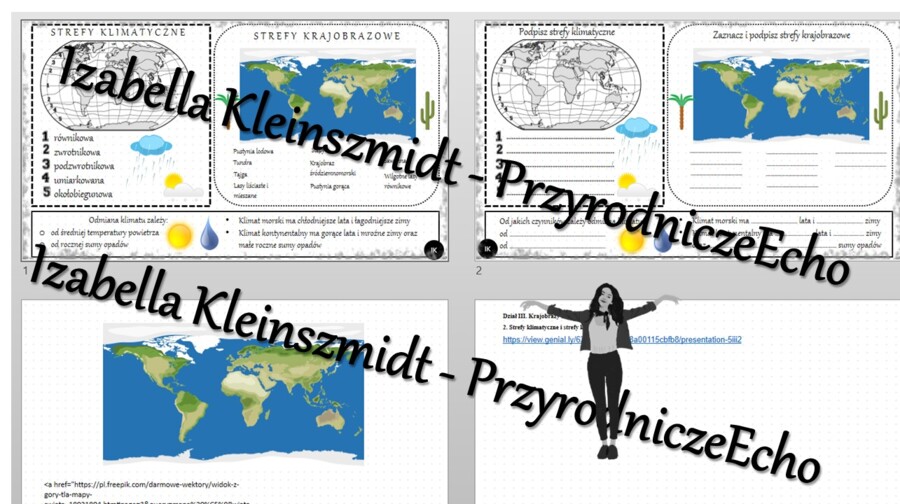Minizestaw na temat „Strefy klimatyczne i strefy krajobrazowe”– sketchnotka + karta pracy w power point + gratisowy link do prezentacji multimedialnej niekomercyjnej wykonanej w genial.ly do indywidualnego pobrania i użycia do celów niekomercyjnych. Geog
