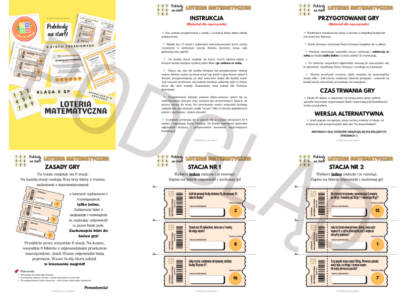 Podchody na Start – Loteria Matematyczna kl. 5 SP